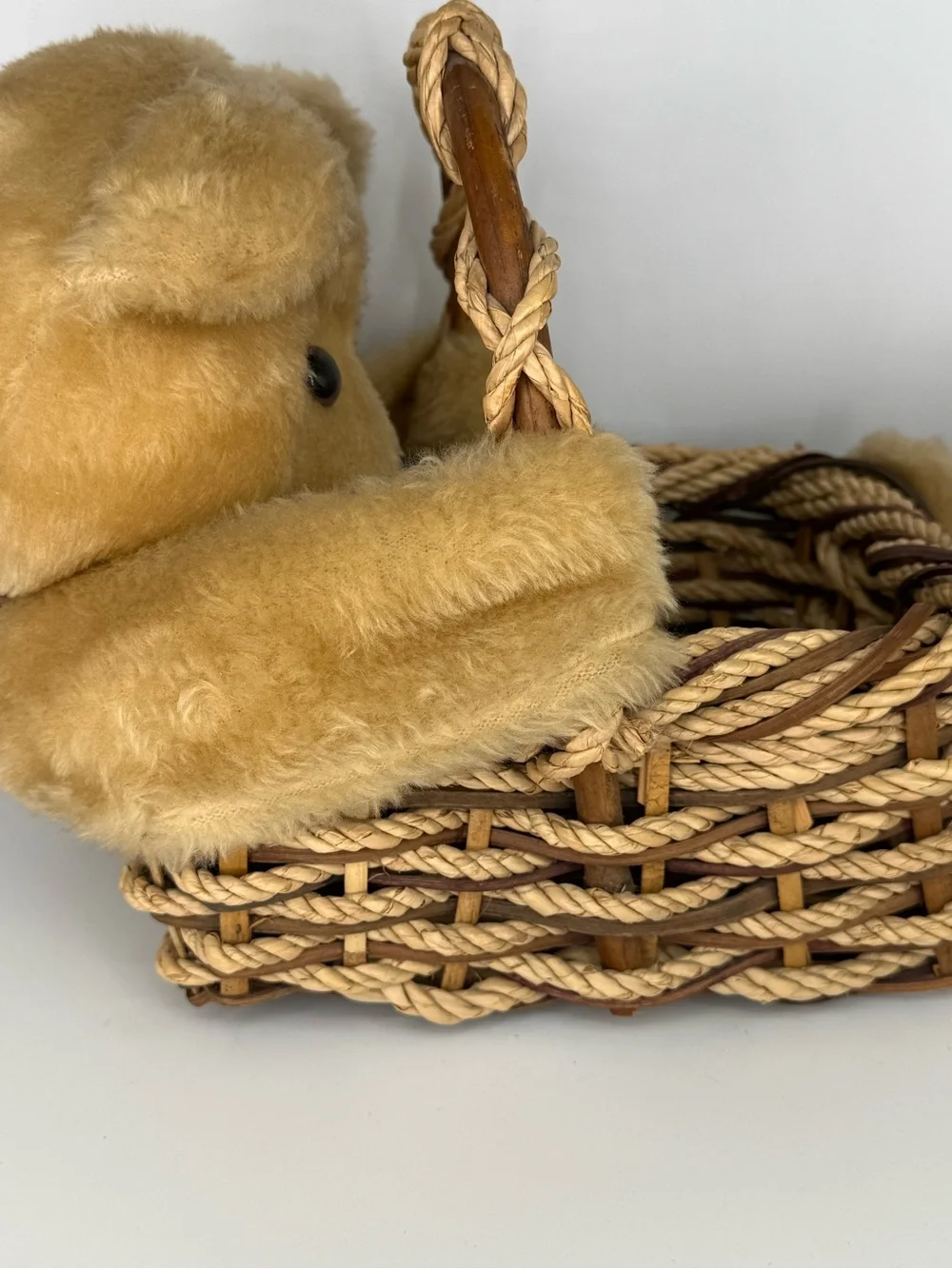 Bear Plush Basket Interwoven Nursery 90’s Country Kitchen Amish Brown